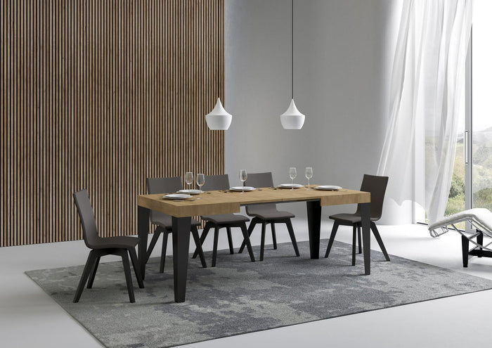 Tavolo allungabile 70x110/194 cm Flaris Quercia Natura telaio Antracite