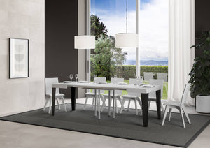 Tavolo allungabile 90x90/246 cm Flaris Bianco Frassino telaio Antracite