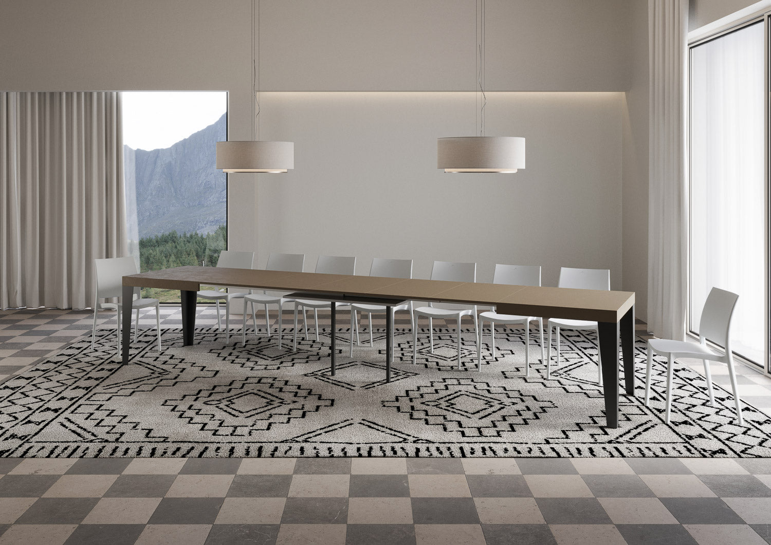 Tavolo allungabile 90x160/420 cm Flaris tortora gambe antracite