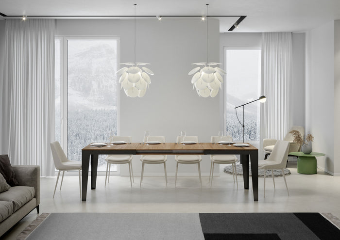 Tavolo allungabile 90x180/284 cm Flaris Evolution Quercia Natura telaio Antracite