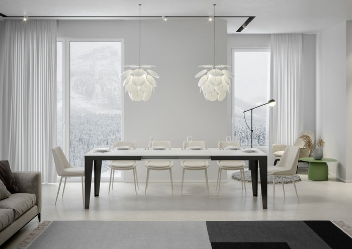 Tavolo allungabile 90x180/284 cm Flaris Evolution Bianco Frassino telaio Antracite