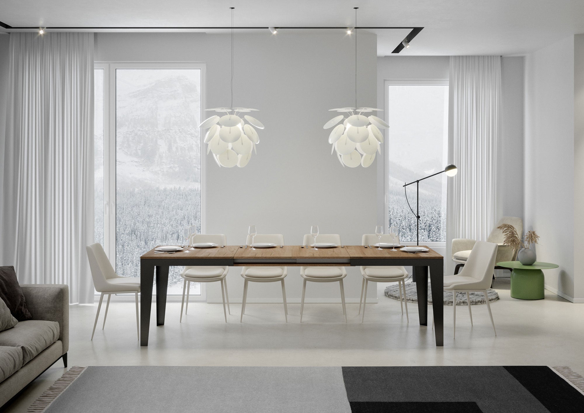 Tavolo allungabile 90x180/440 cm Flaris Evolution Quercia Natura telaio Antracite