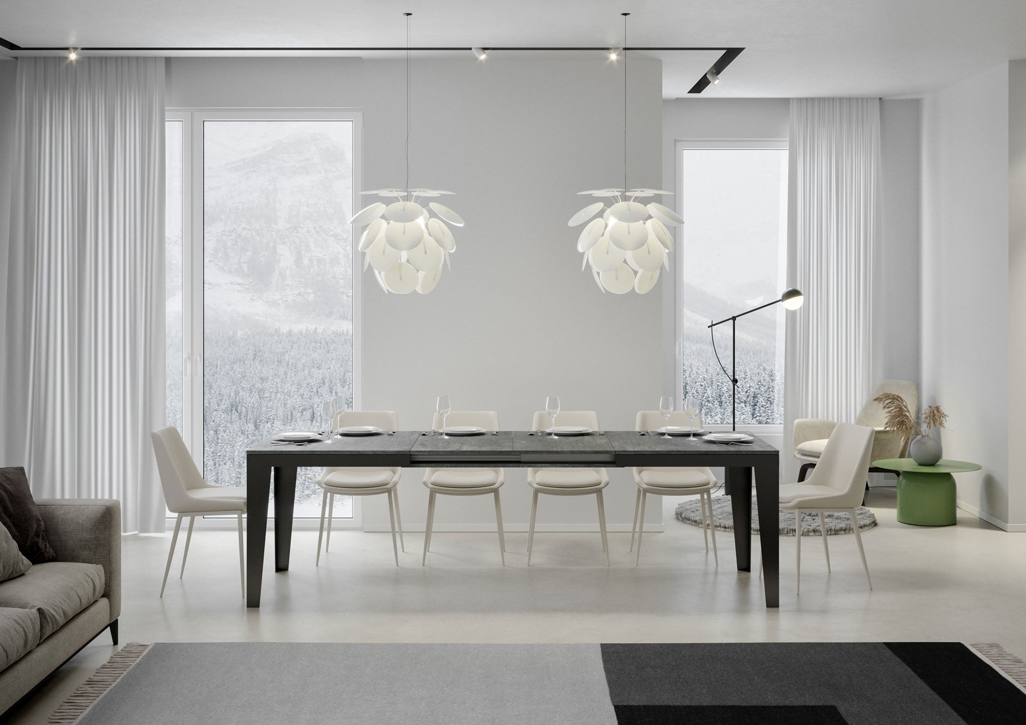 Tavolo allungabile 90x160/264 cm Flaris Evolution Cemento telaio Antracite