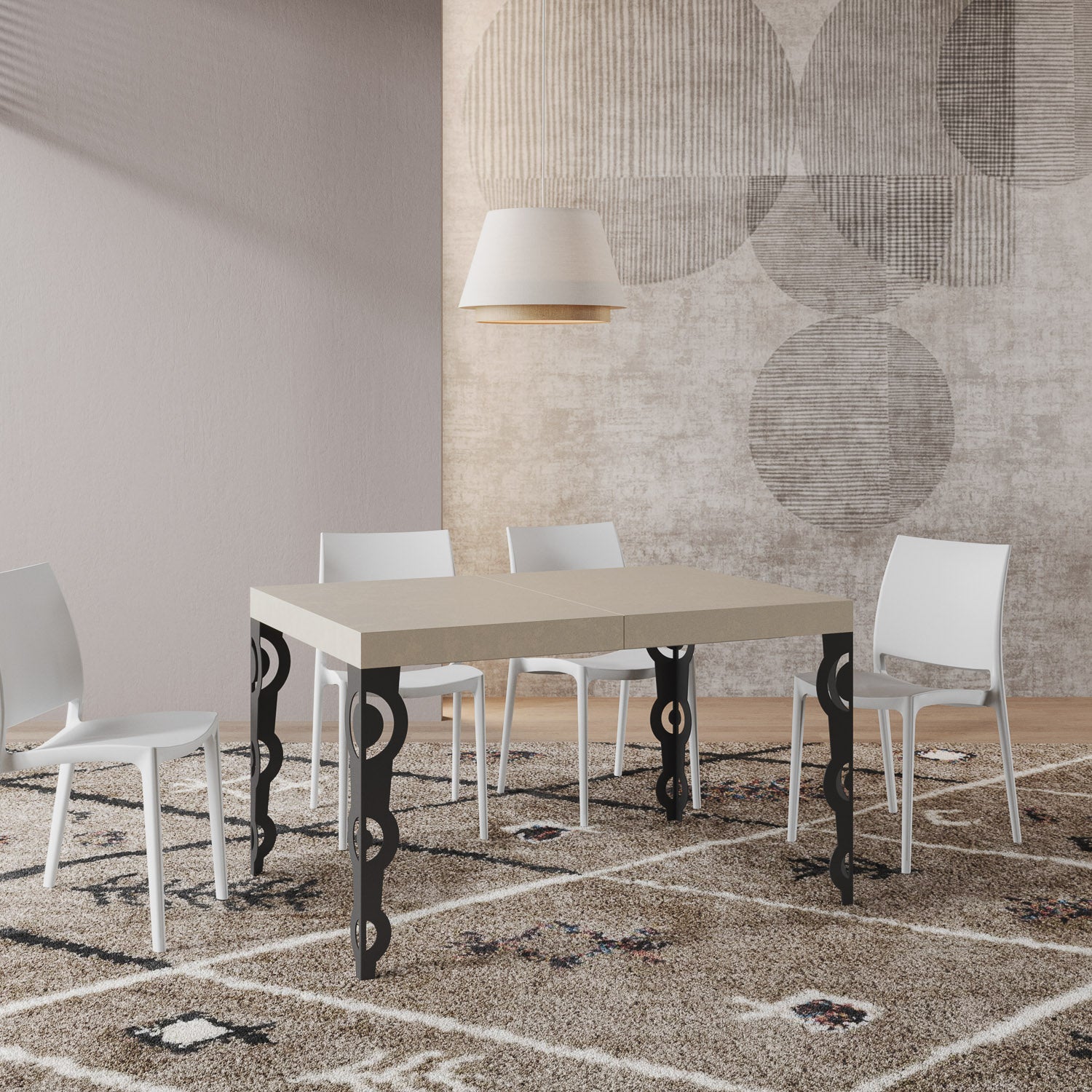 Tavolo allungabile 90x120/224 cm Karayan Premium cashmere gambe antracite