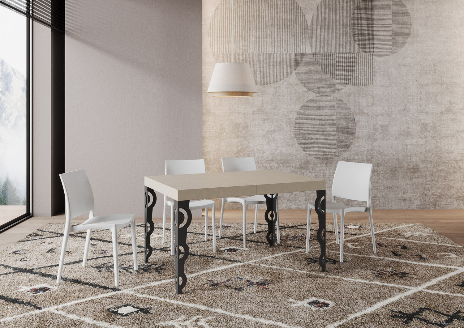 Tavolo allungabile 90x140/244 cm Karayan Premium cashmere gambe antracite