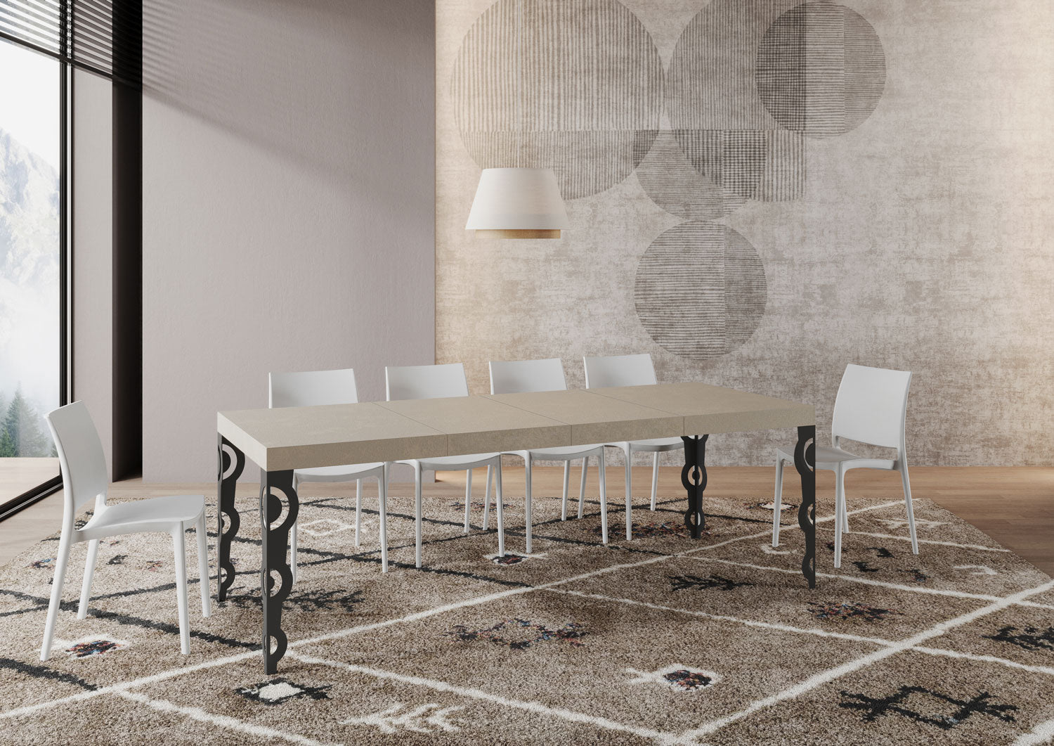 Tavolo allungabile 90x120/224 cm Karayan Premium cashmere gambe antracite