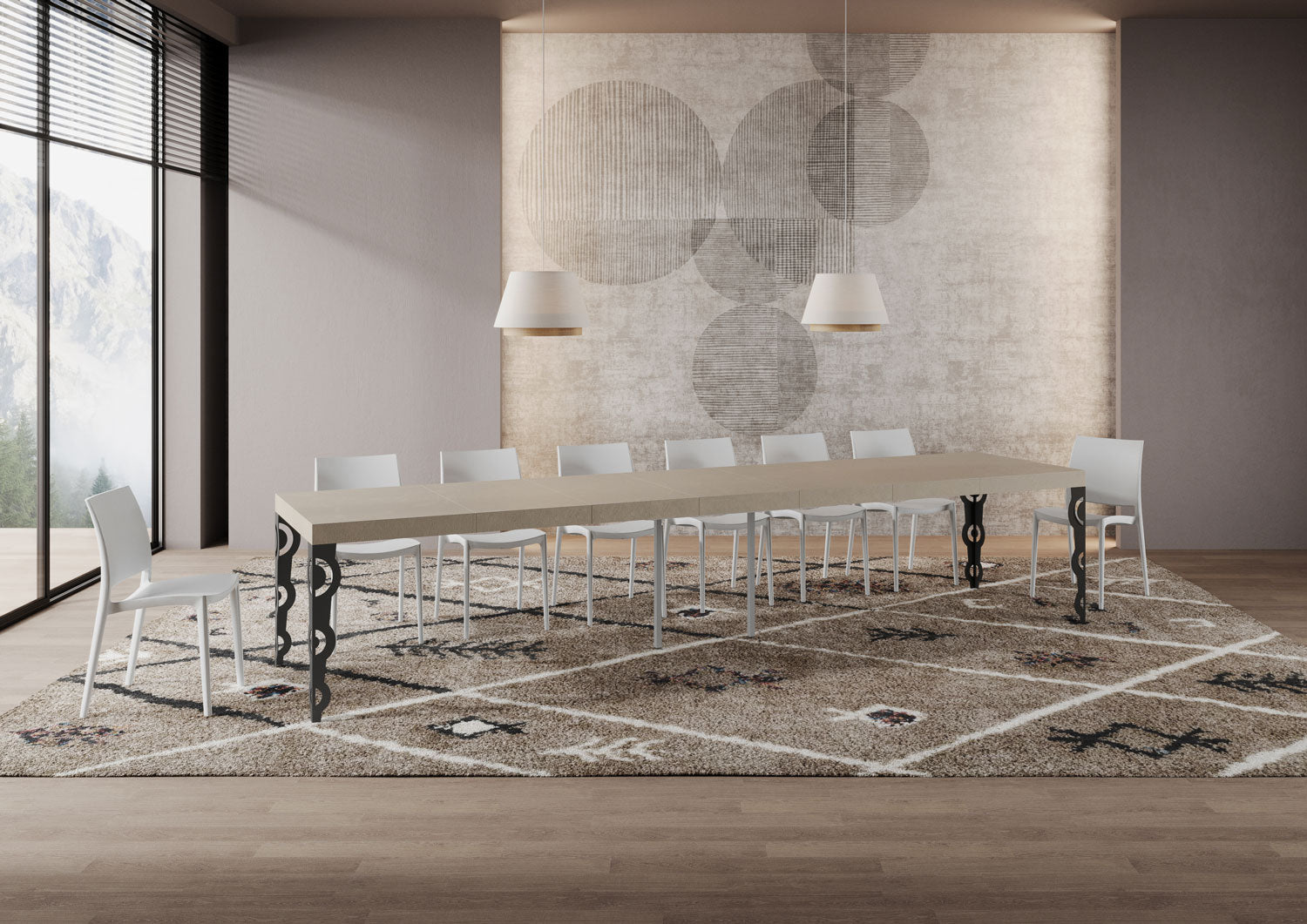 Tavolo allungabile 90x140/400 cm Karayan Premium cashmere gambe antracite