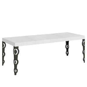 Tavolo allungabile 90x160/420 cm Karayan Premium bianco frassino telaio Antracite