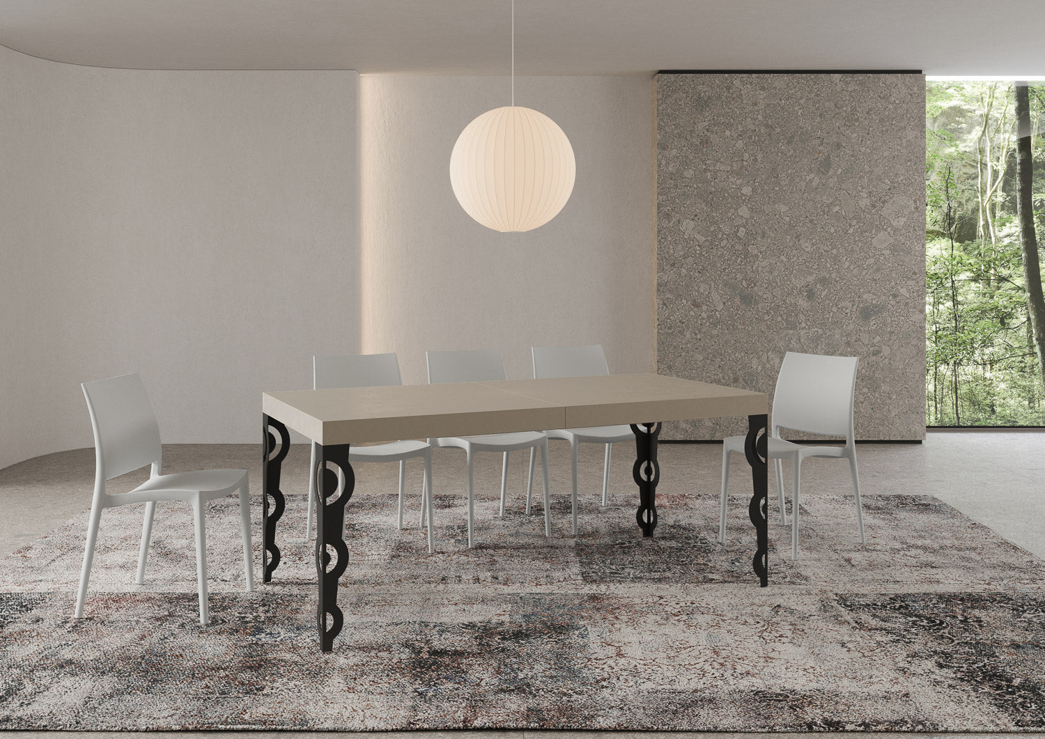 Tavolo allungabile 90x200/460 cm Karayan Premium cashmere gambe antracite