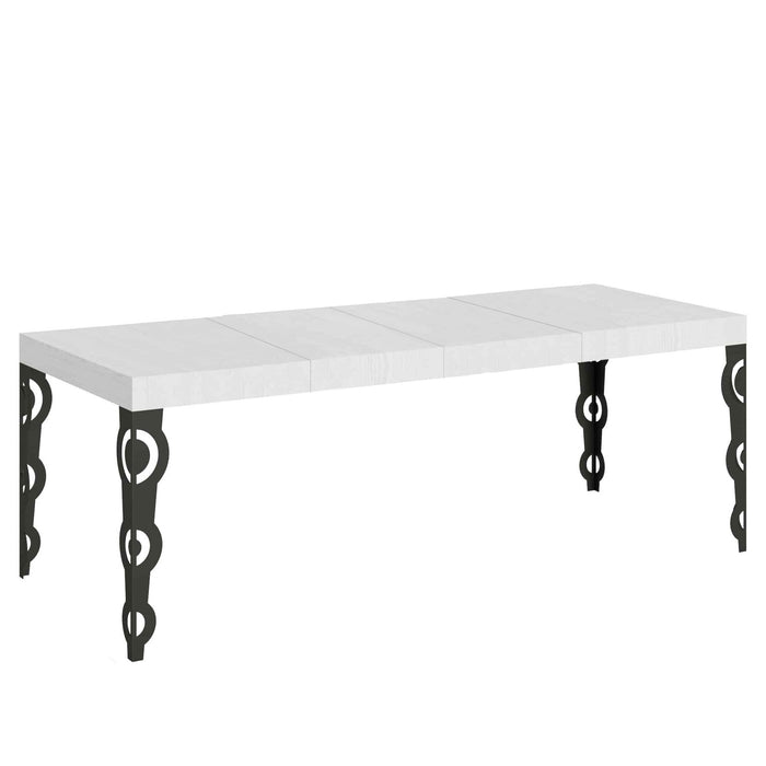 Tavolo allungabile 90x200/460 cm Karayan Premium bianco frassino telaio Antracite