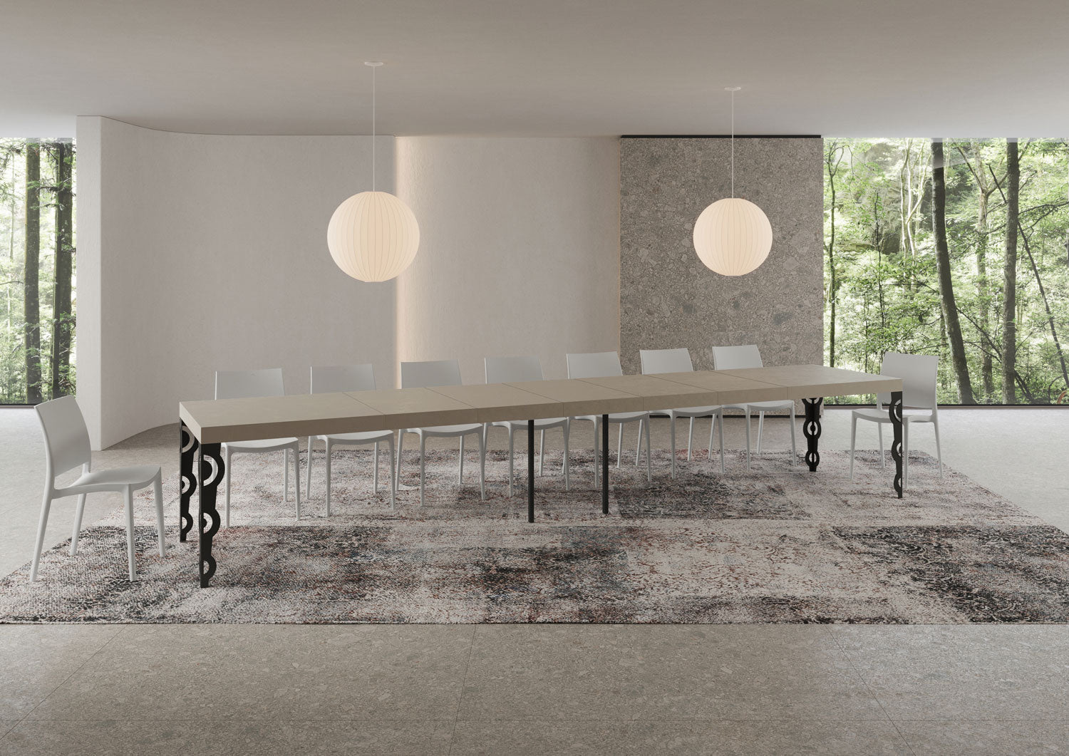 Tavolo allungabile 90x200/460 cm Karayan Premium cashmere gambe antracite