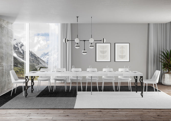 Tavolo allungabile 90x140/400 cm Karayan Premium bianco frassino telaio Antracite