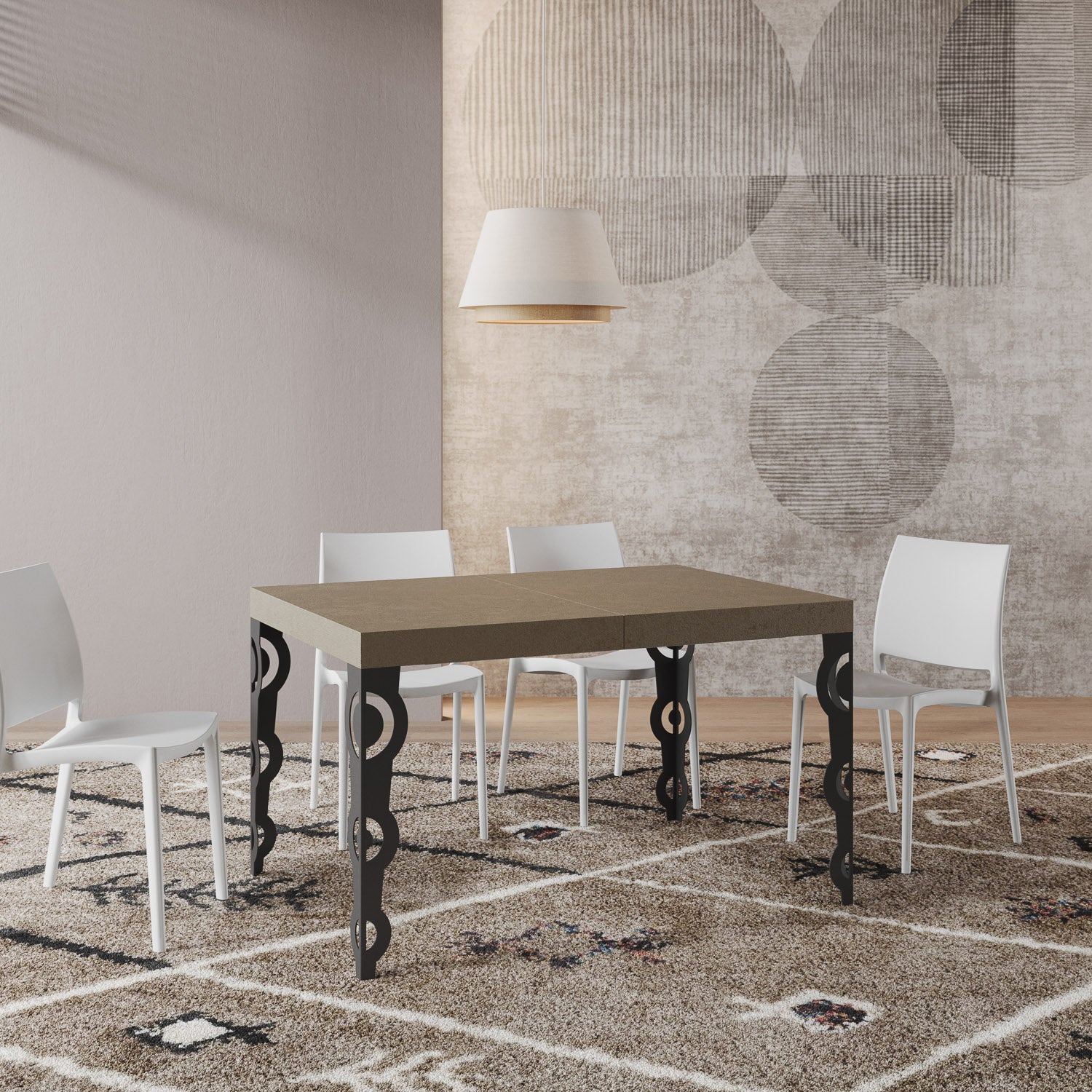 Tavolo allungabile 90x140/244 cm Karayan tortora gambe antracite