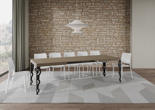 Tavolo allungabile 80x160/244 cm Karayan tortora telaio Antracite