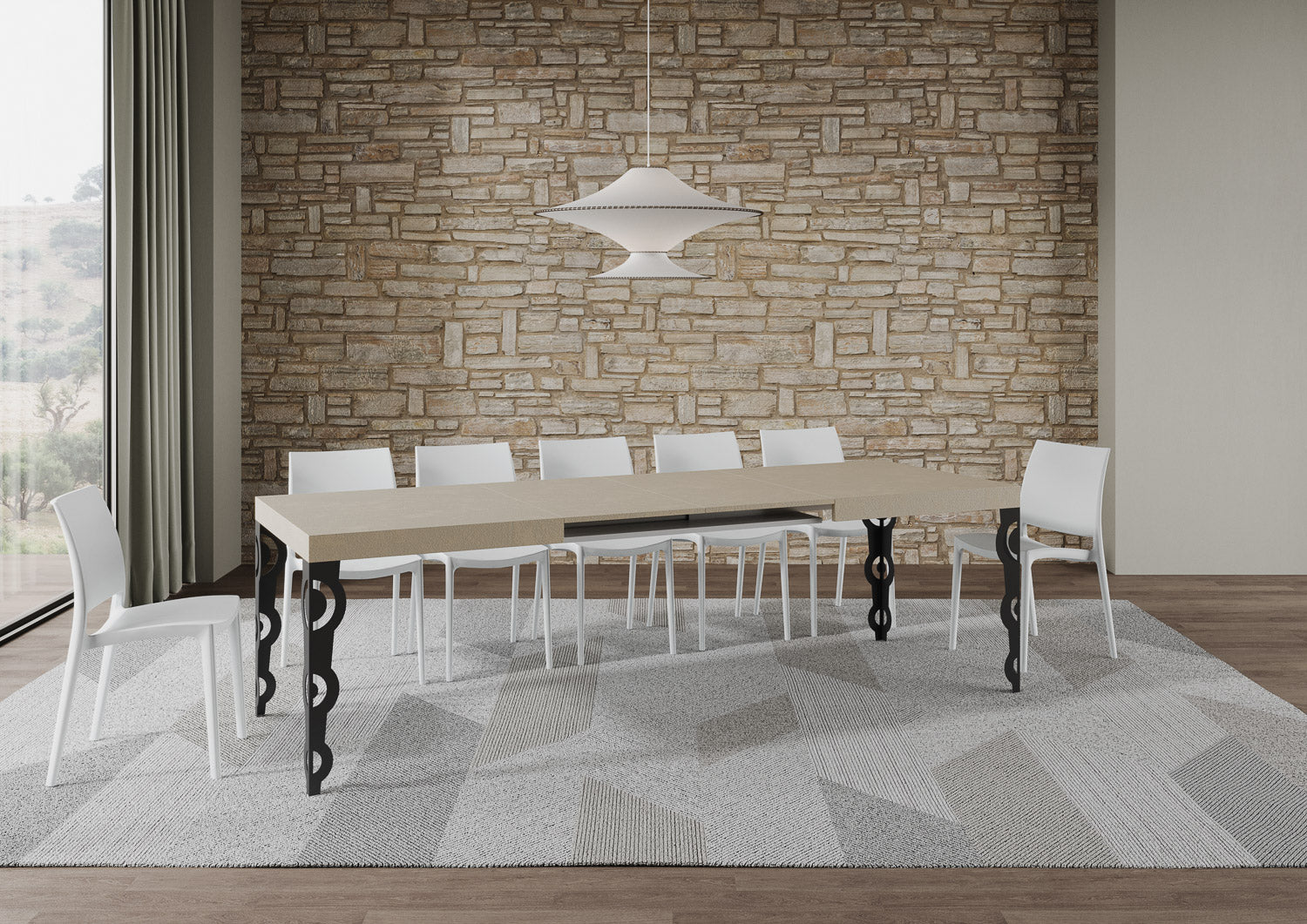 Tavolo allungabile 80x160/244 cm Karayan cashmere telaio Antracite