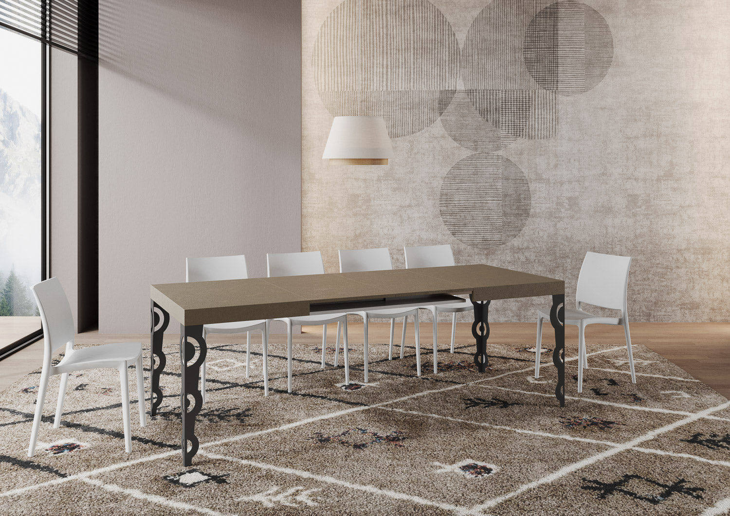 Tavolo allungabile 90x140/244 cm Karayan tortora gambe antracite