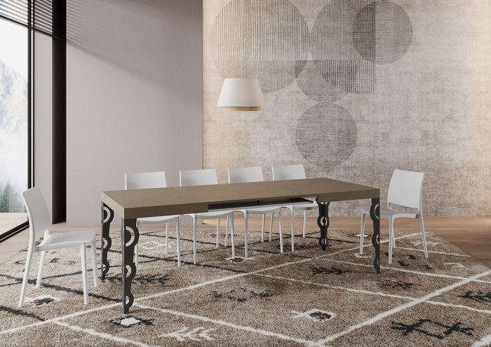 Tavolo allungabile 90x140/244 cm Karayan tortora gambe antracite