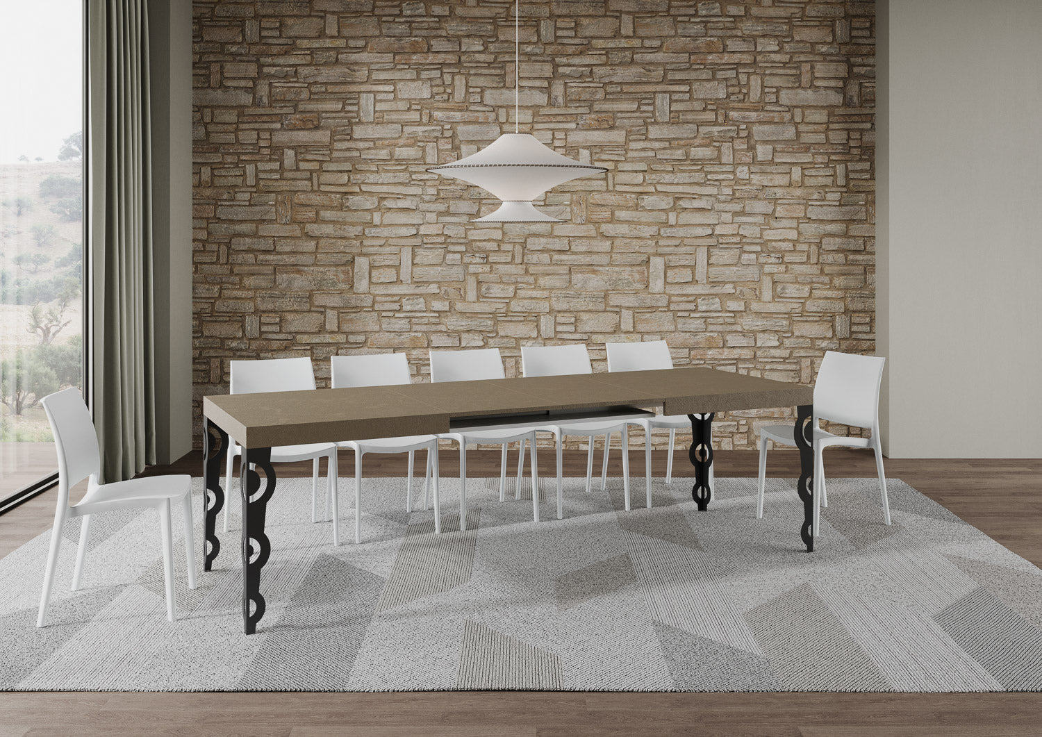 Tavolo allungabile 90x160/264 cm Karayan tortora gambe antracite