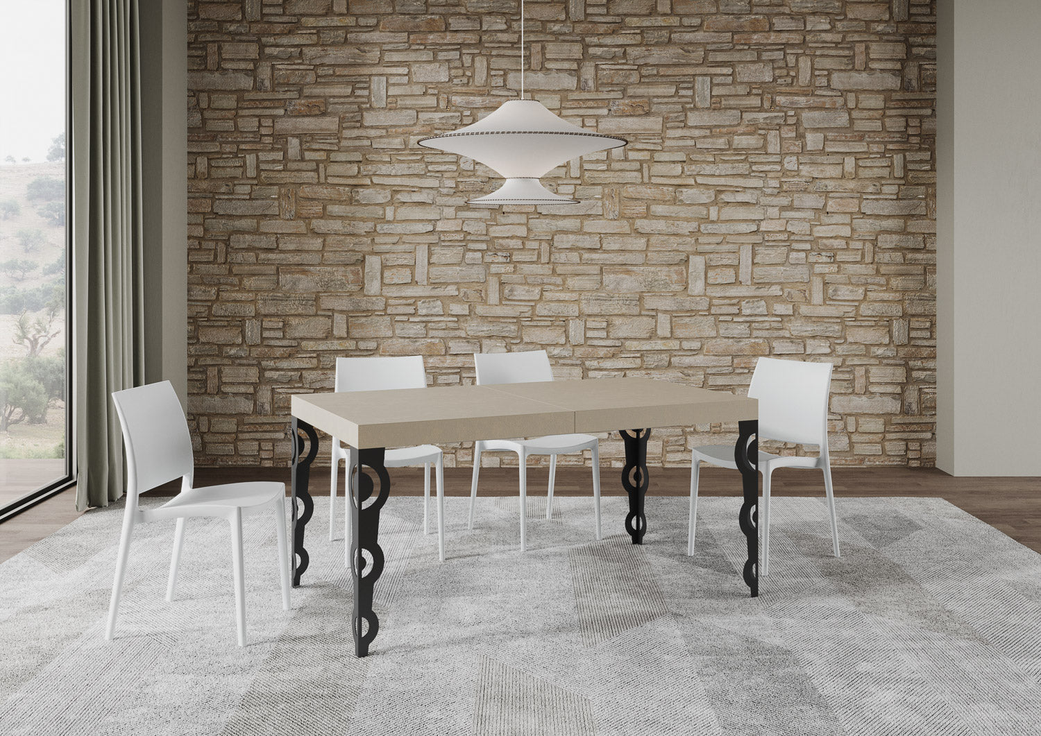 Tavolo allungabile 90x160/420 cm Karayan cashmere gambe antracite