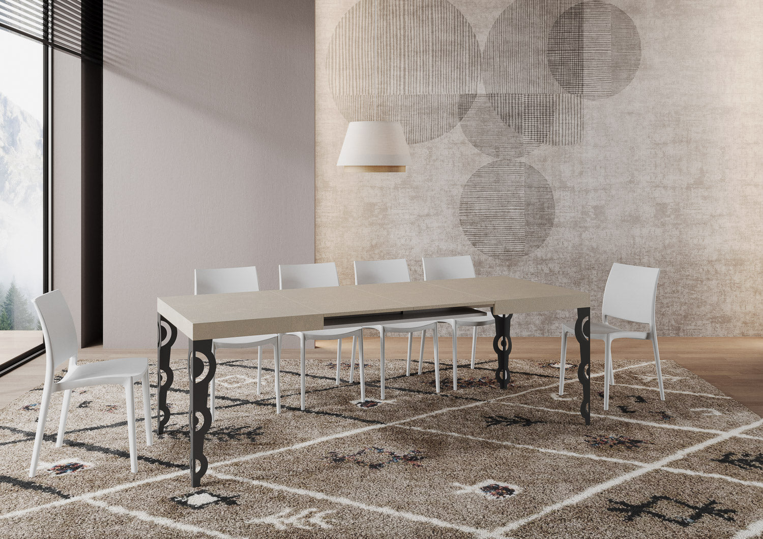 Tavolo allungabile 90x140/400 cm Karayan cashmere gambe antracite