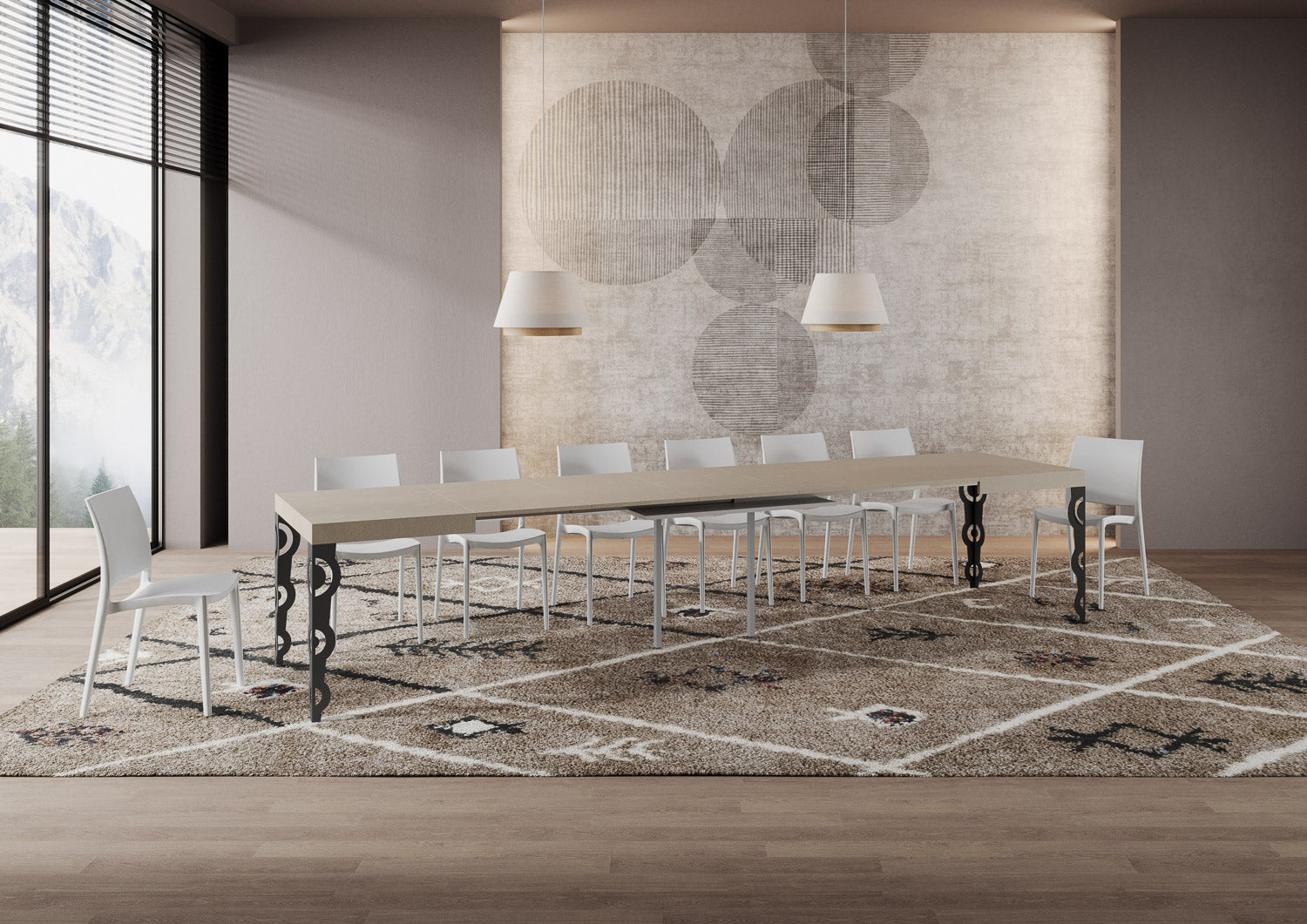 Tavolo allungabile 90x140/400 cm Karayan cashmere gambe antracite