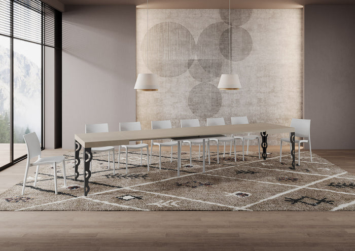 Tavolo allungabile 90x140/400 cm Karayan cashmere gambe antracite