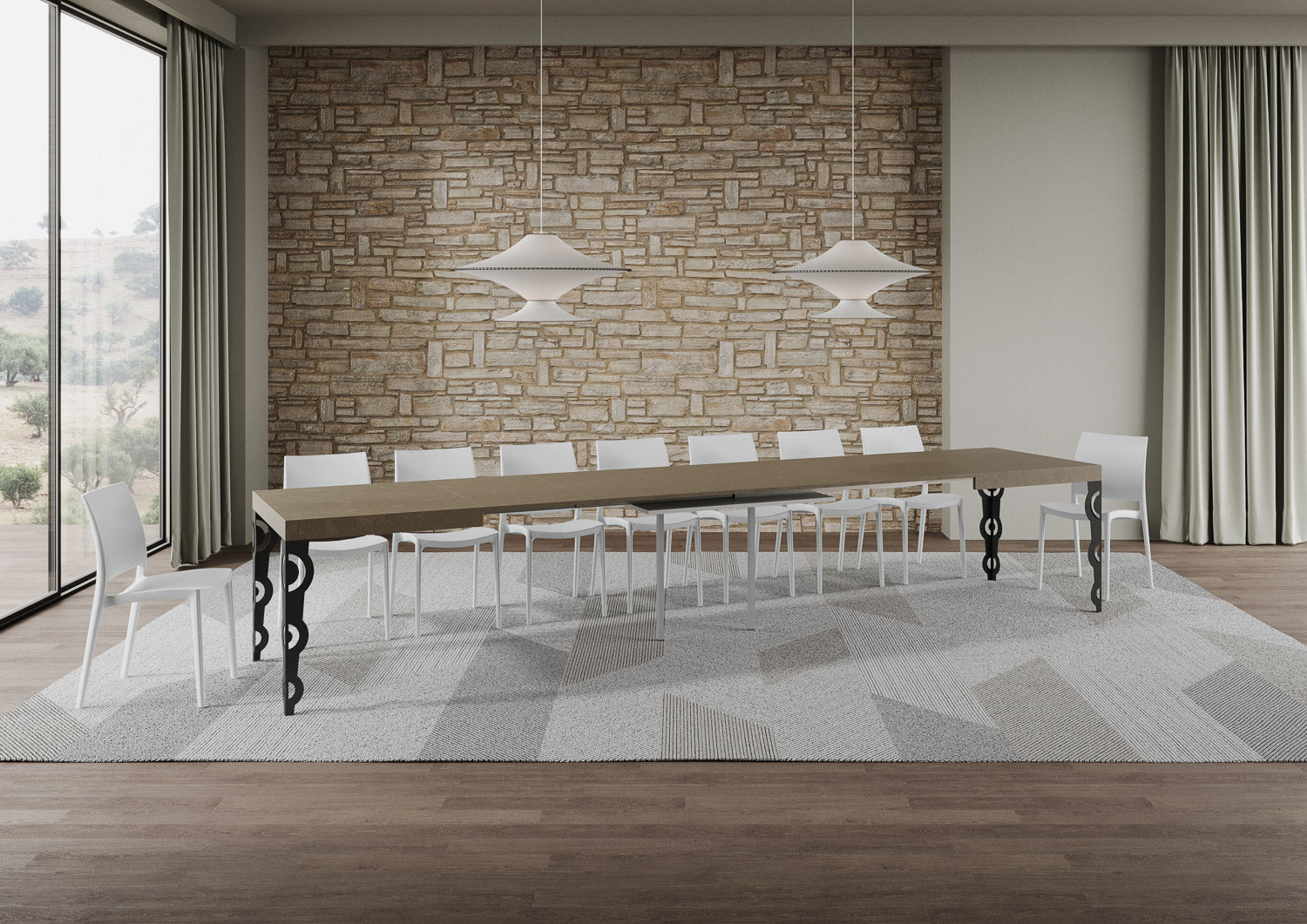 Tavolo allungabile 90x160/420 cm Karayan tortora gambe antracite