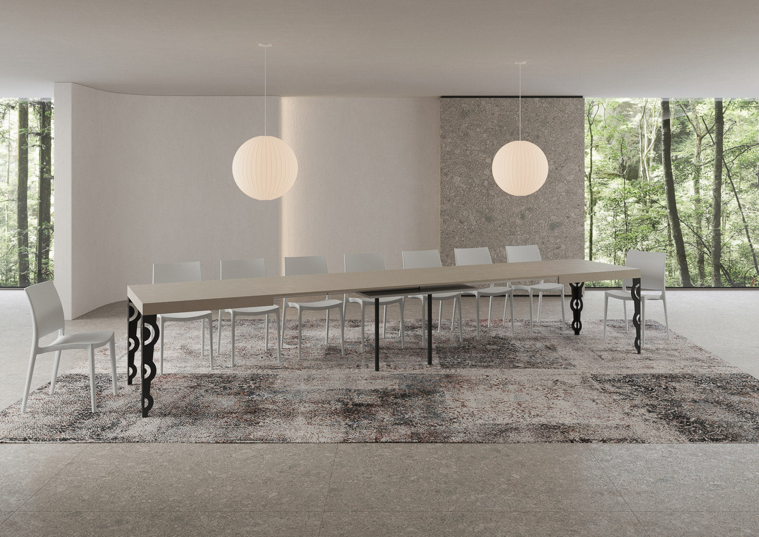 Tavolo allungabile 90x200/460 cm Karayan cashmere gambe antracite