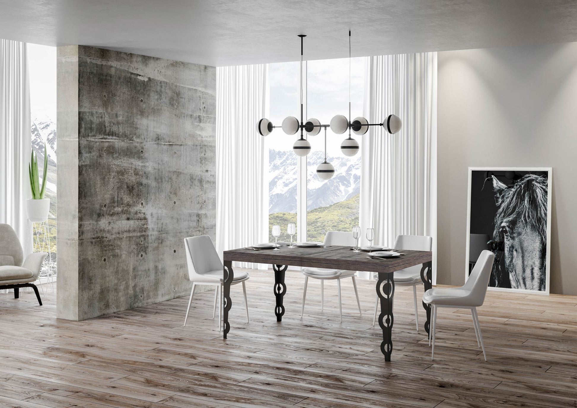 Tavolo allungabile 90x140/400 cm Karayan noce telaio Antracite
