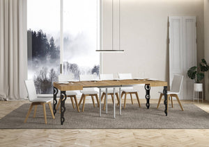 Tavolo allungabile 90x90/246 cm Karayan Quercia Natura telaio Antracite