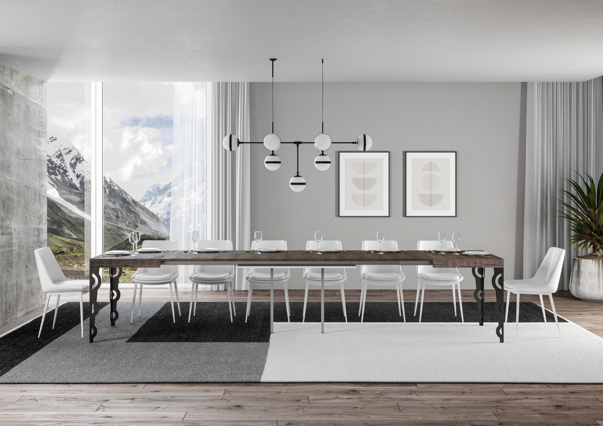 Tavolo allungabile 90x140/400 cm Karayan noce telaio Antracite