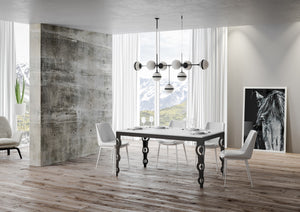 Tavolo allungabile 90x120/224 cm Karayan Evolution Bianco Frassino telaio Antracite