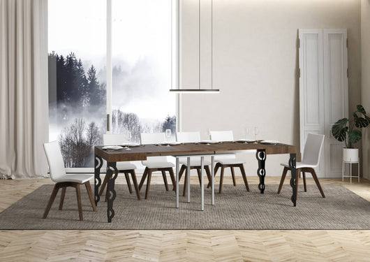 Tavolo allungabile 90x90/246 cm Karayan Noce telaio Antracite