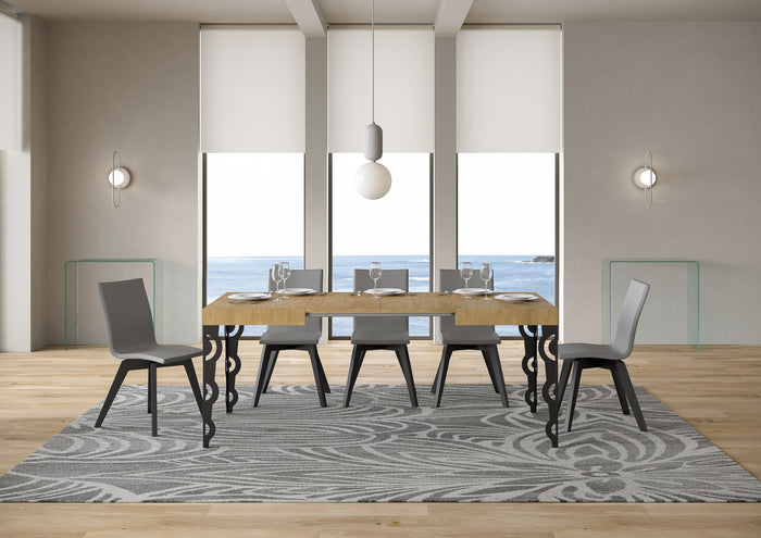Tavolo allungabile 70x110/194 cm Karayan Quercia Natura telaio Antracite