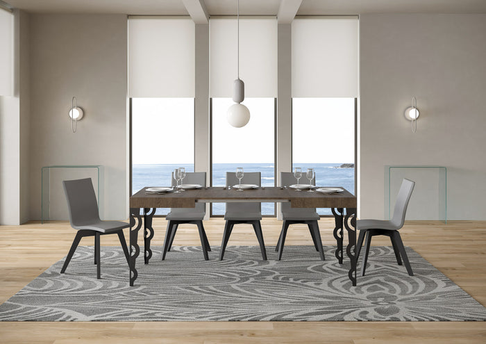 Tavolo allungabile 70x110/194 cm Karayan Noce telaio Antracite