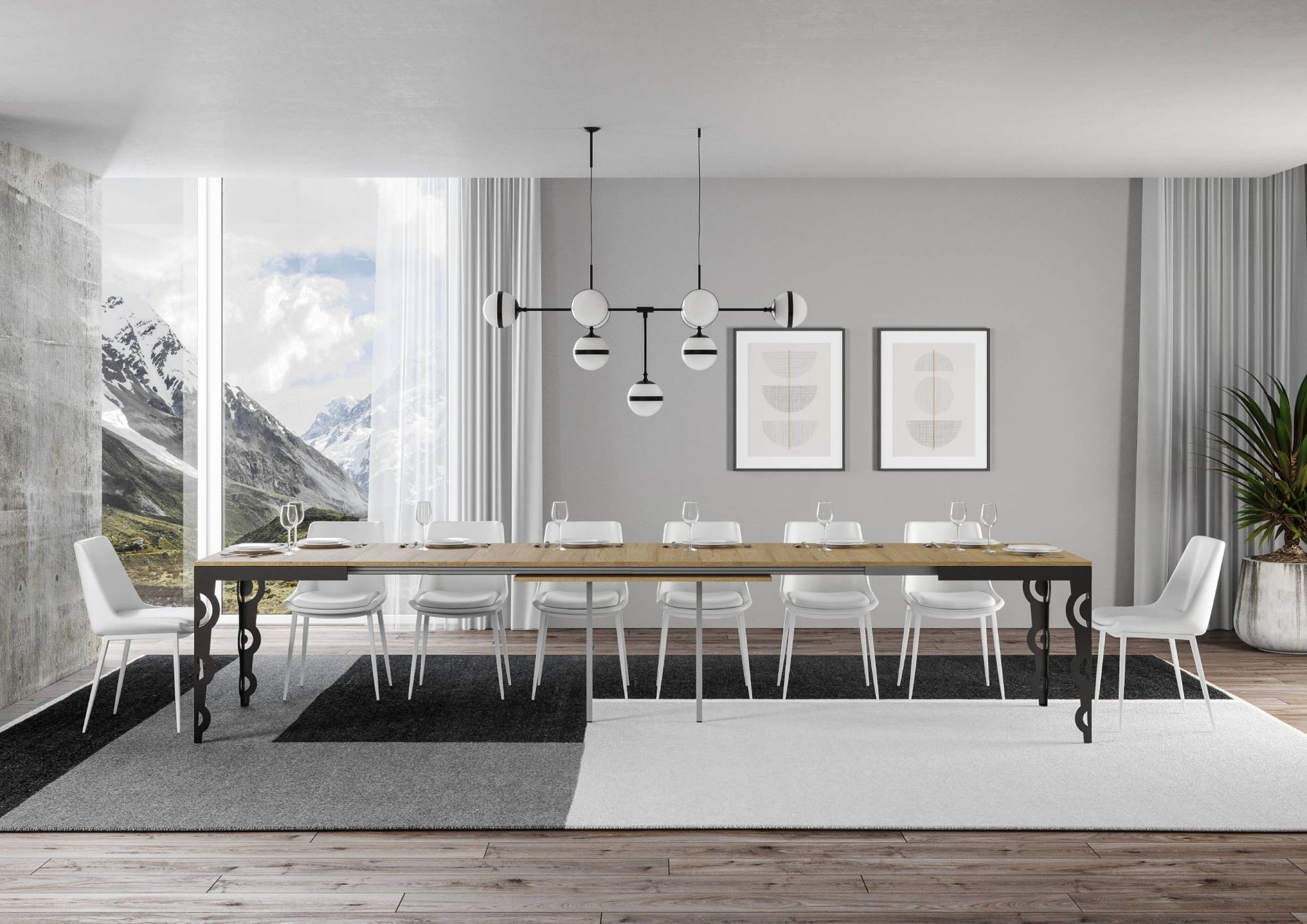 Tavolo allungabile 90x120/380 cm Karayan Evolution Quercia Natura telaio Antracite