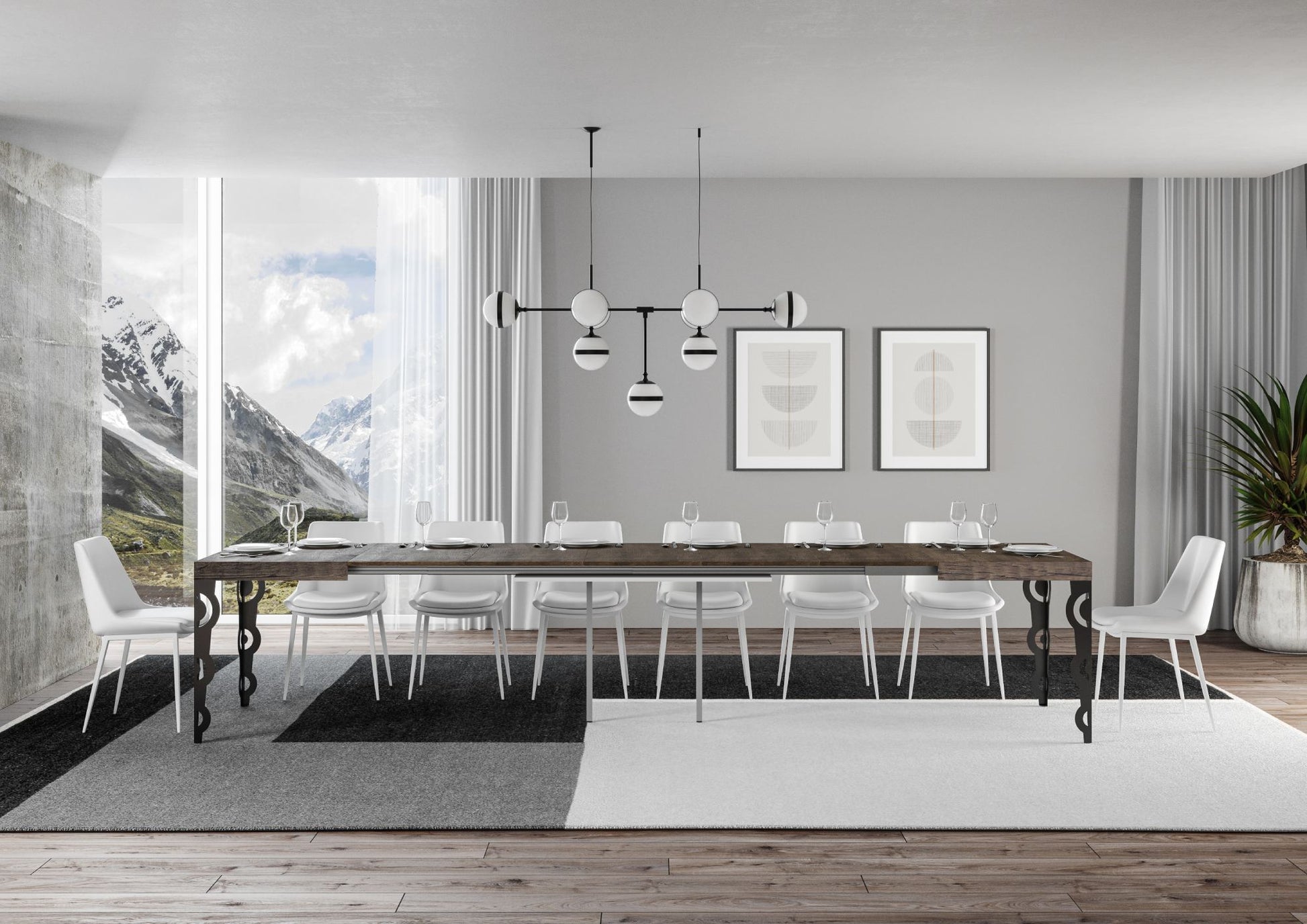 Tavolo allungabile 90x130/390 cm Karayan Noce telaio Antracite