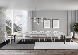 Tavolo allungabile 90x180/440 cm Karayan Bianco Frassino telaio Antracite