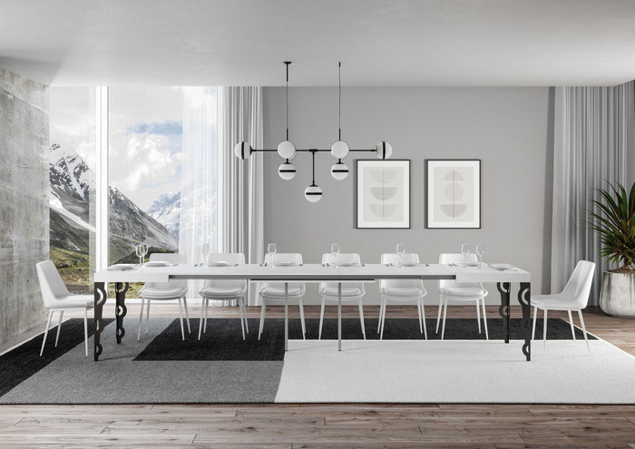 Tavolo allungabile 90x180/440 cm Karayan Bianco Frassino telaio Antracite