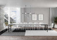 Tavolo allungabile 90x120/380 cm Karayan Evolution Bianco Frassino telaio Antracite