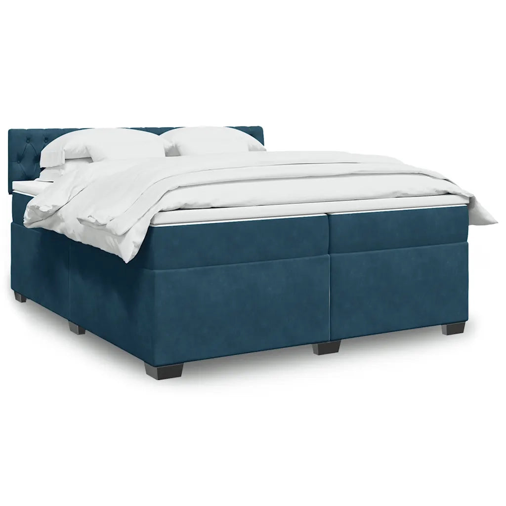 vidaXL Giroletto a Molle con Materasso Blu 200x200 cm in Velluto