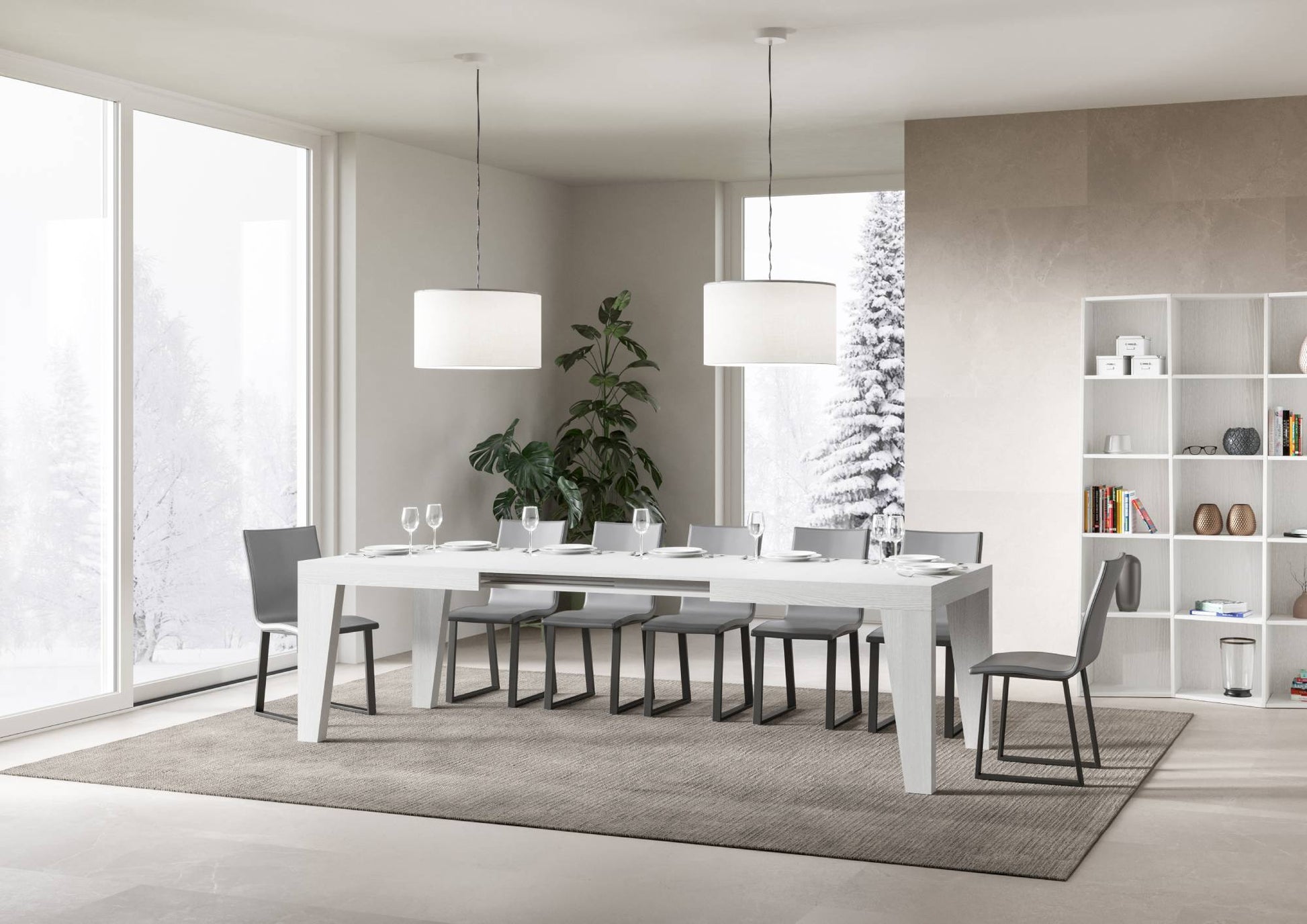 Tavolo allungabile 90x200/304 cm Naxor bianco frassino