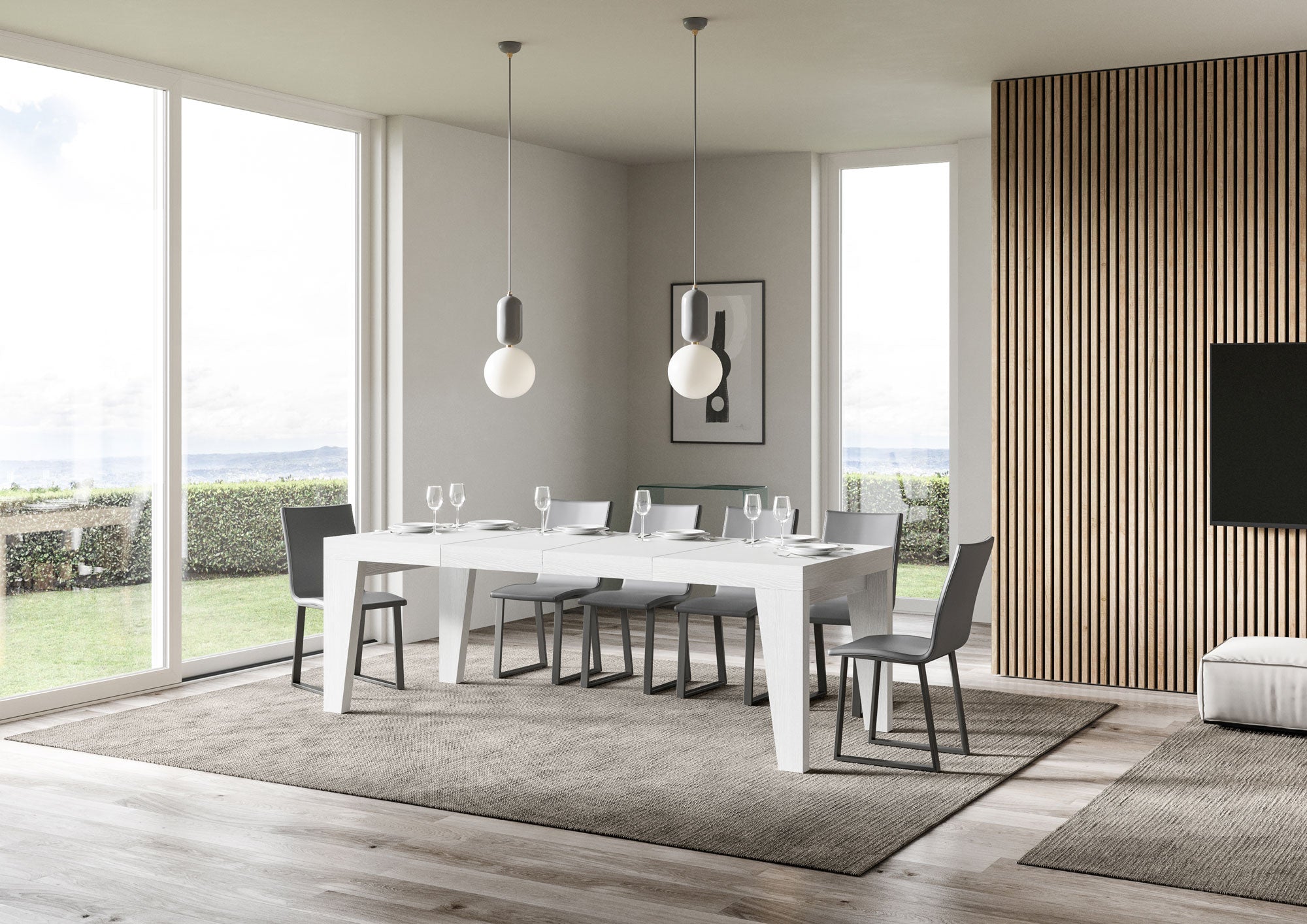 Tavolo allungabile 90x130/390 cm Naxor Premium bianco frassino