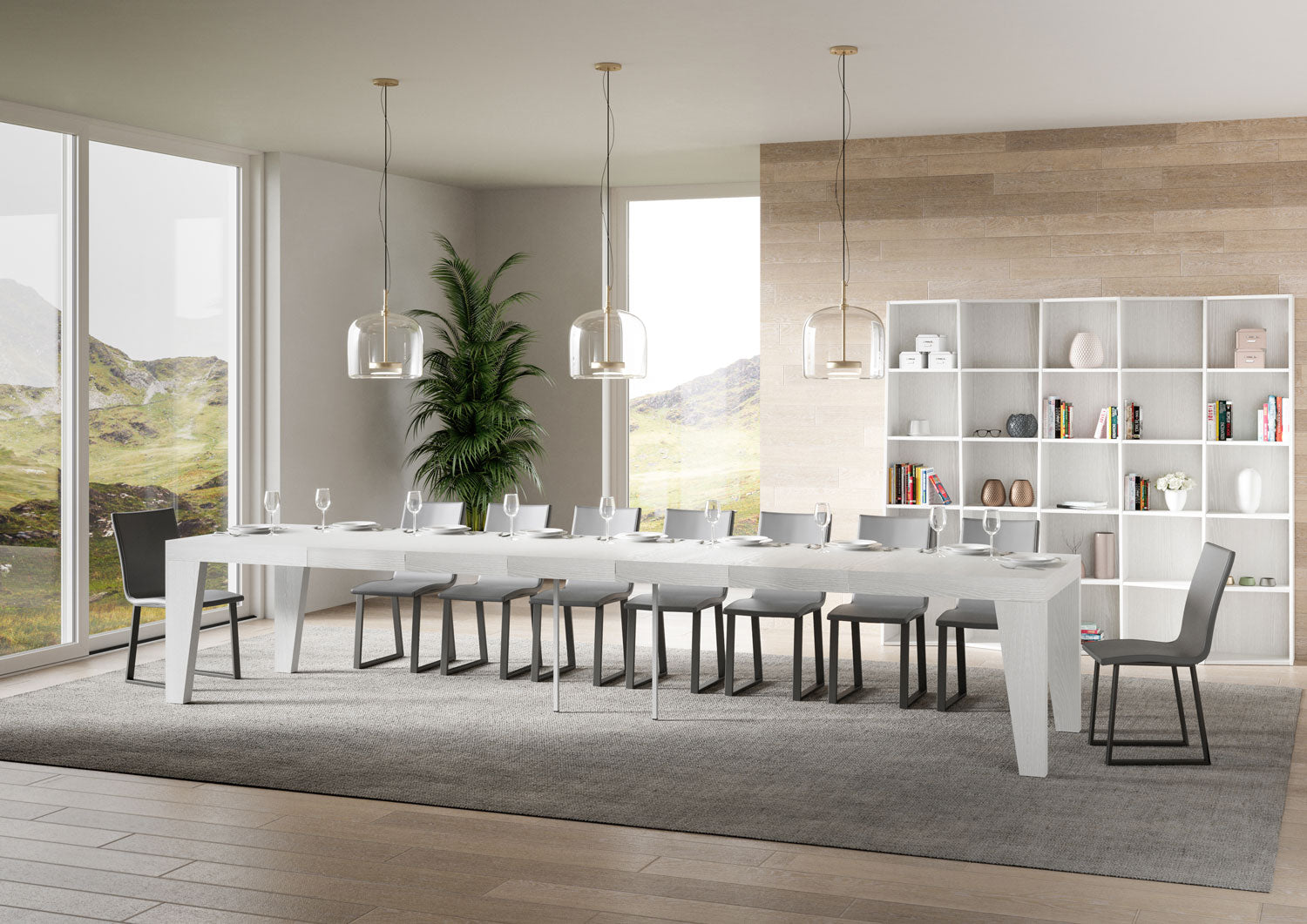 Tavolo allungabile 90x160/420 cm Naxor Premium bianco frassino