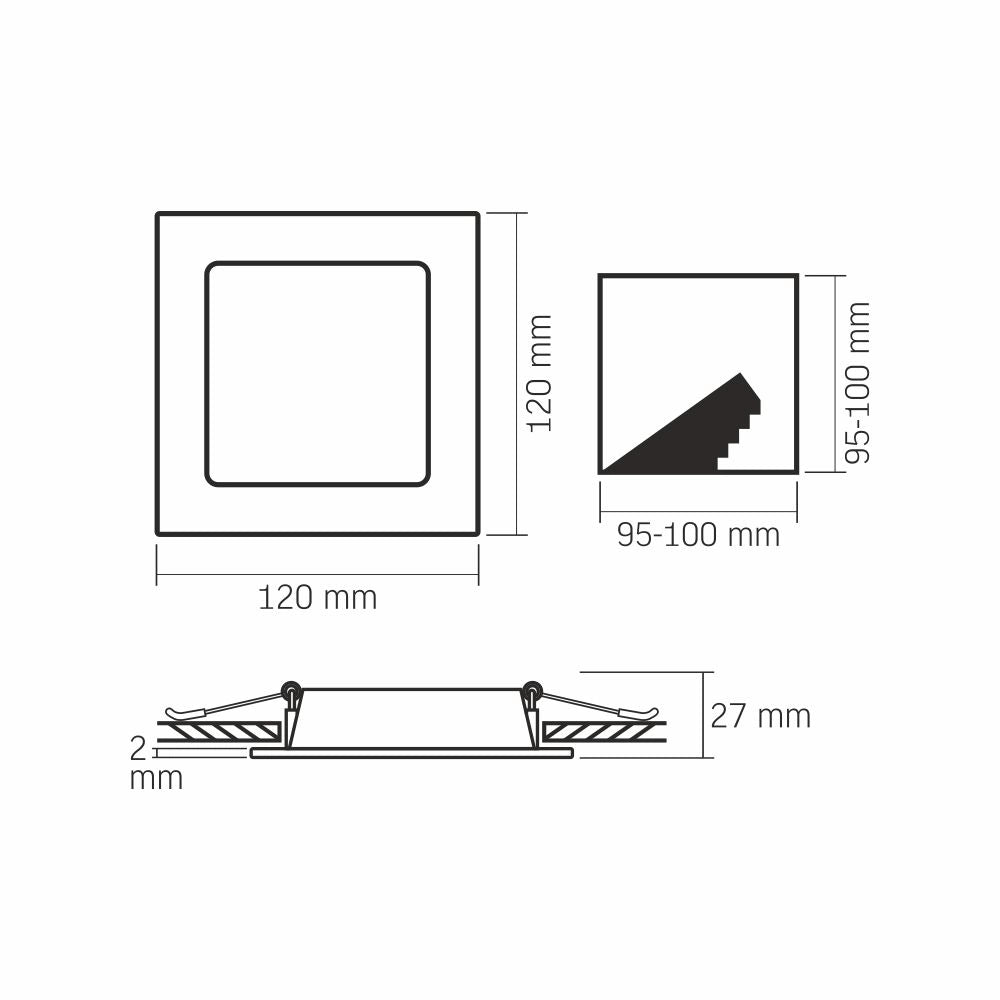 Downlight incasso quadrato bianco 12cm LED 6W 4000K Videx
