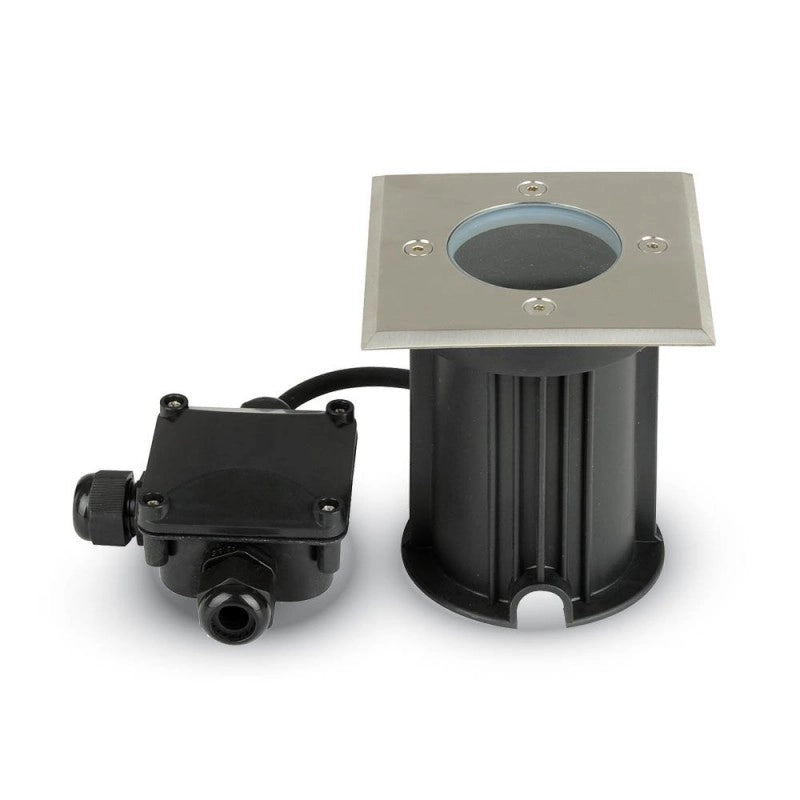 Segnapasso Portalampada da Interramento Calpestabile Quadrato GU10 Acciaio IP65