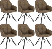 Set di 6 Sedie per Sala da Pranzo Girevoli a 360°, Sedie da Cucina Imbottite con Gambe in Metallo, Poltroncine in Similpelle per Camera da Letto, Soggiorno, Marrone, BH366br-6