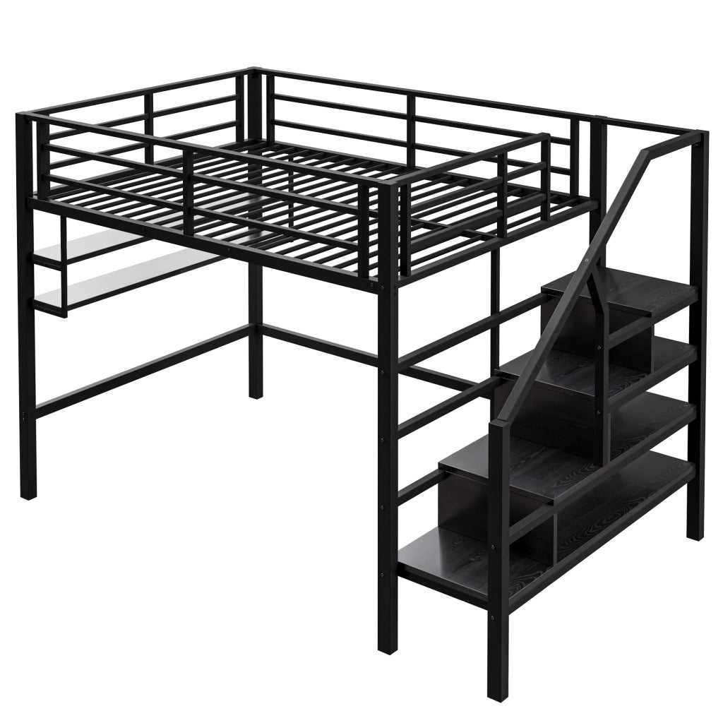 Letto a castello nero in metallo con funzione contenitore 140x200 cm