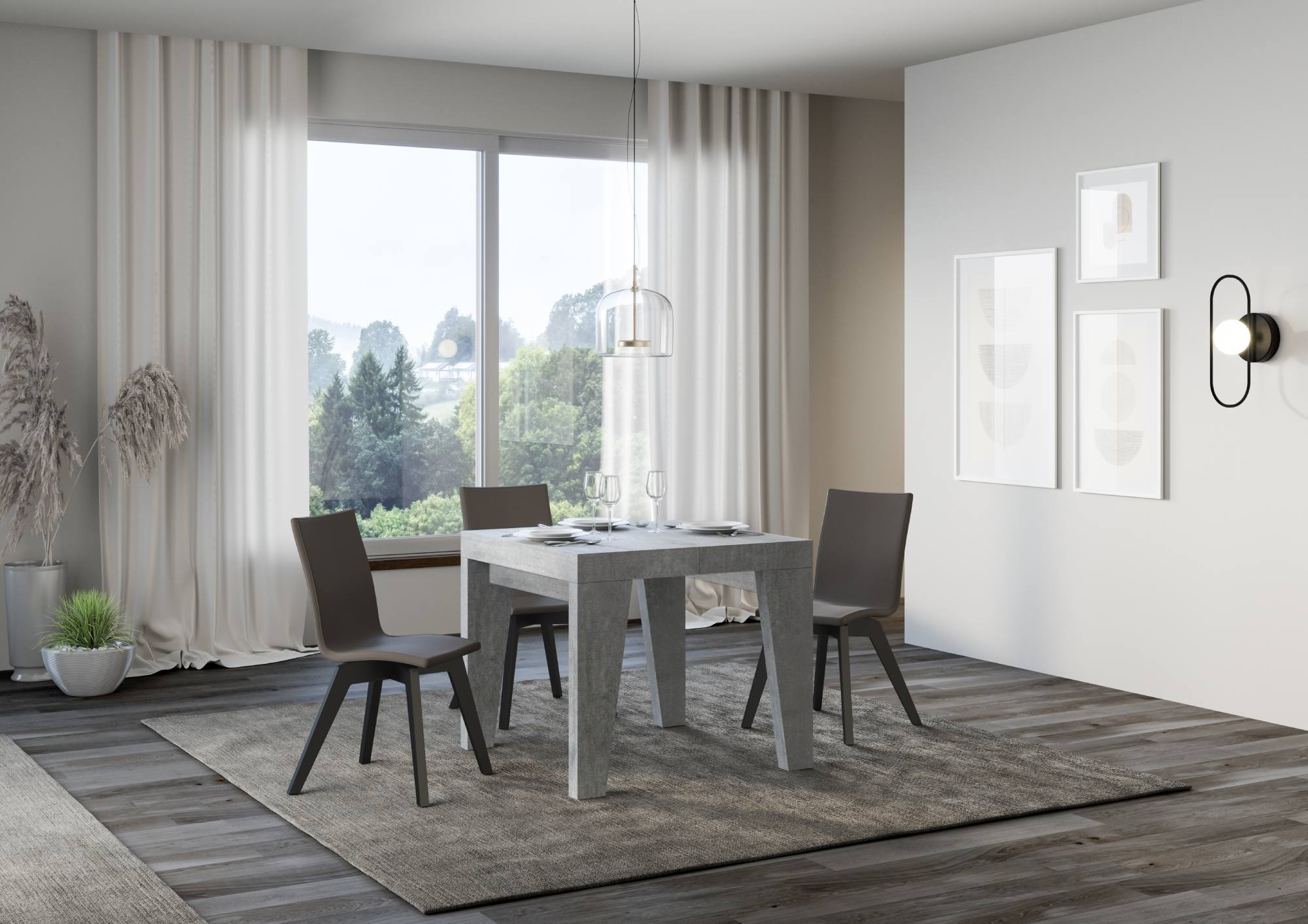 Tavolo allungabile 90x90/246 cm Naxor Premium Cemento