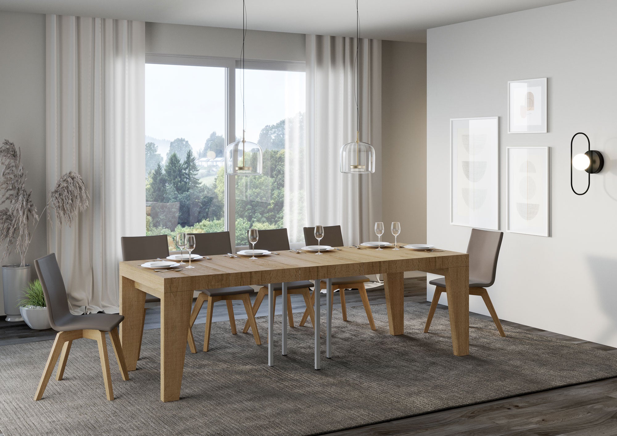 Tavolo allungabile 90x90/246 cm Naxor Premium Quercia Natura